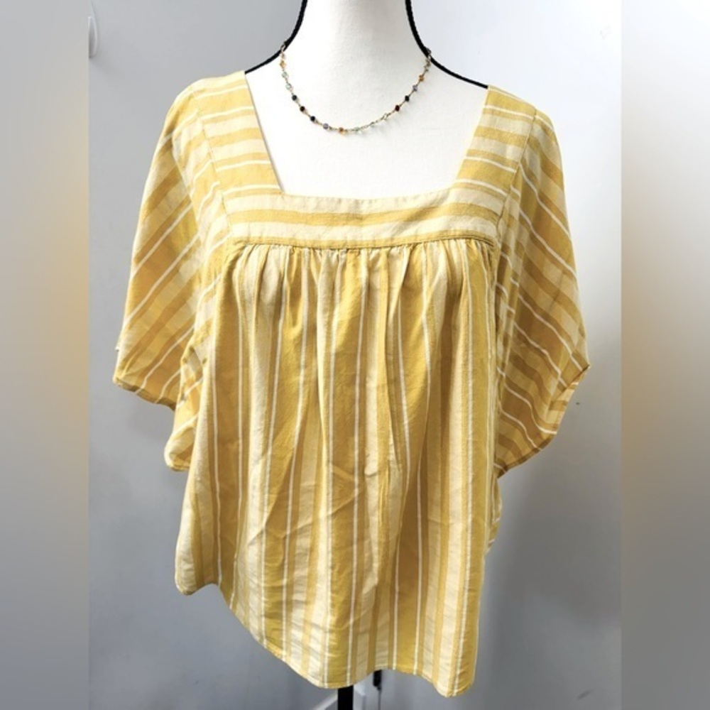 Tommy Hilfiger Women's Striped Butterfly Top Petite Square Neck Cropped Blouse L